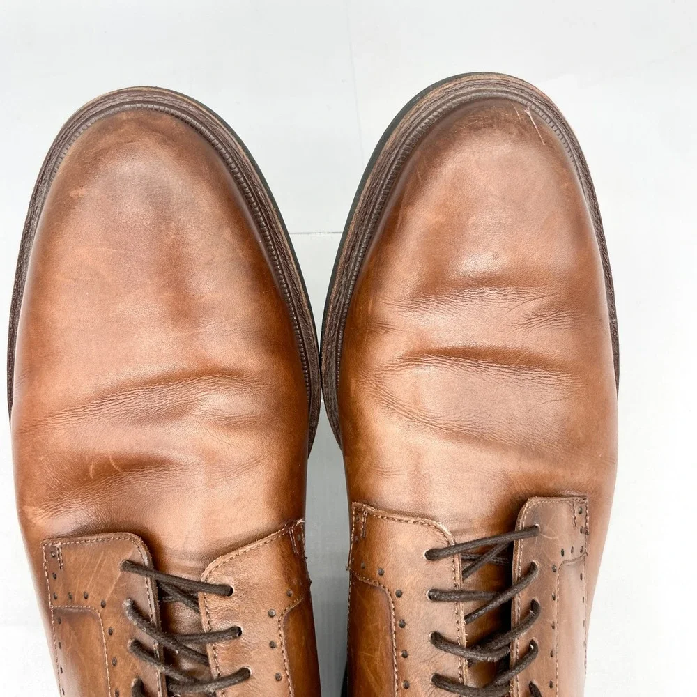 Allen Edmonds Brooklyn Light Derby Shoes Mens 10.5 Brown Leather Oxford Casual